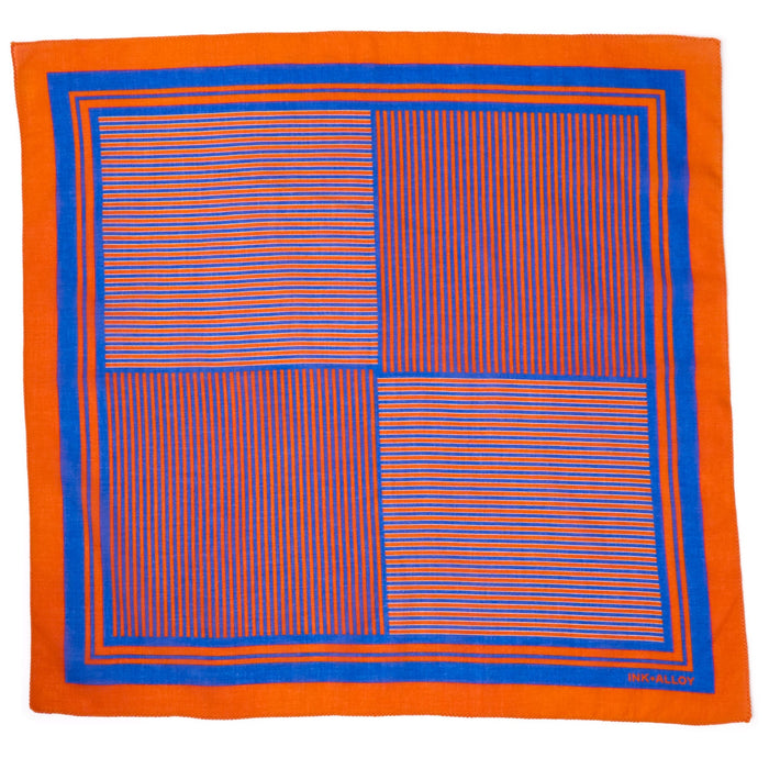 Game Day Alternating Stripe Scarf + Scrunchie Blue + Orange 21x21 Scarf