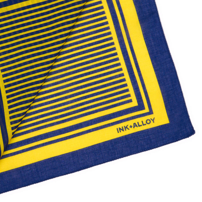 Game Day Alternating Stripe Scarf + Scrunchie Yellow + Navy 21x21 Scarf