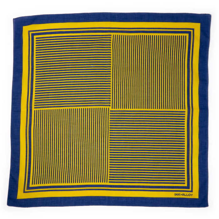 Game Day Alternating Stripe Scarf + Scrunchie Yellow + Navy 21x21 Scarf