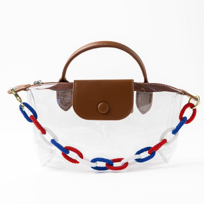 Game Day Beaded Bag Chain Blue + Crimson Key Ring + Bag Charm