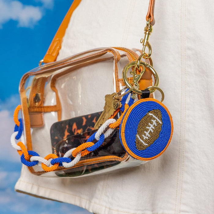 Game Day Beaded Bag Chain Blue + Orange Key Ring + Bag Charm