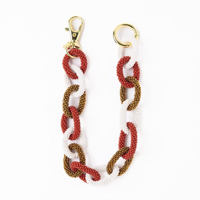 Game Day Beaded Bag Chain Burnt Orange Key Ring + Bag Charm