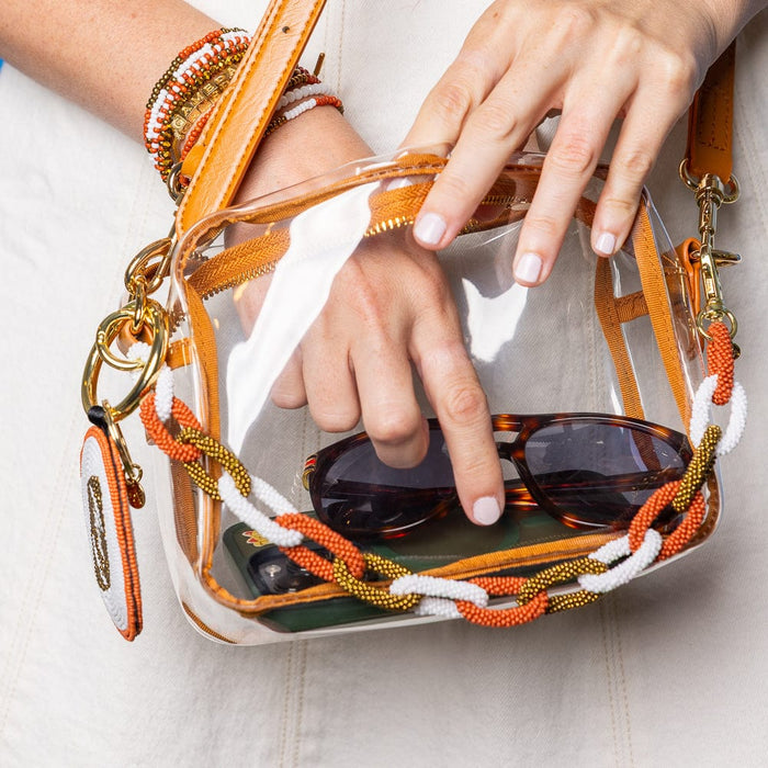 Game Day Beaded Bag Chain Burnt Orange Key Ring + Bag Charm