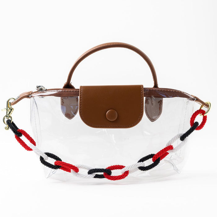 Game Day Beaded Bag Chain Red + Black Key Ring + Bag Charm