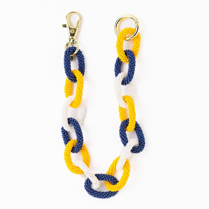 Game Day Beaded Bag Chain Yellow + Blue Key Ring + Bag Charm
