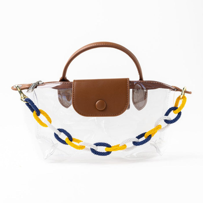 Game Day Beaded Bag Chain Yellow + Blue Key Ring + Bag Charm