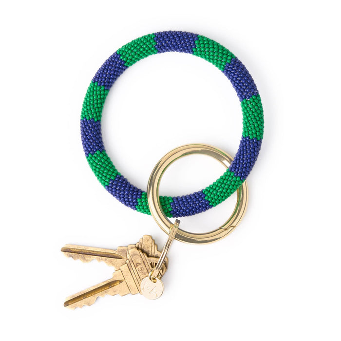 Game Day Beaded Color Block Key Ring Blue + Green Key Ring + Bag Charm