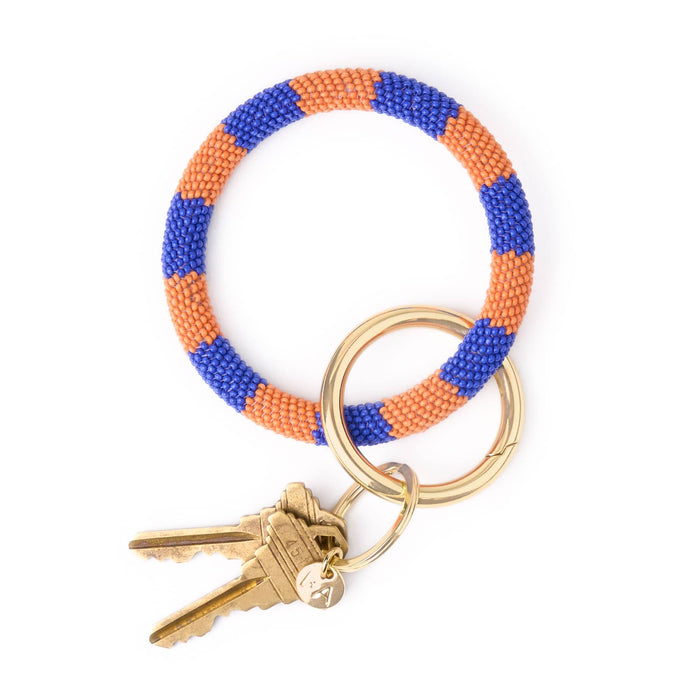 Game Day Beaded Color Block Key Ring Blue + Orange Key Ring + Bag Charm