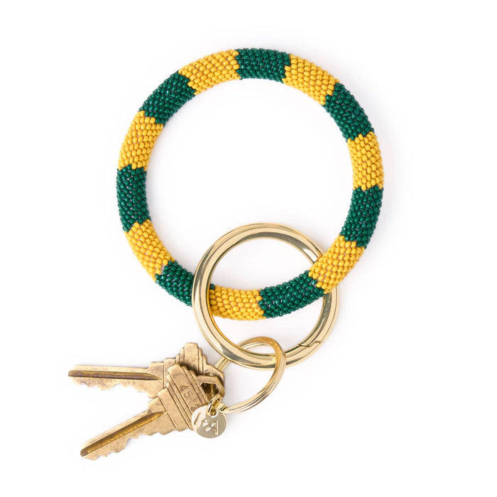 Game Day Beaded Color Block Key Ring Green + Yellow Key Ring + Bag Charm