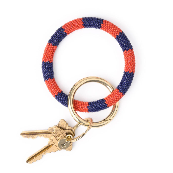 Game Day Beaded Color Block Key Ring Navy + Orange Key Ring + Bag Charm