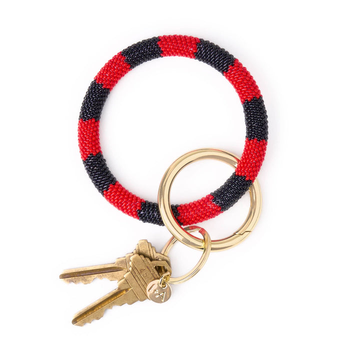 Game Day Beaded Color Block Key Ring Red + Black Key Ring + Bag Charm