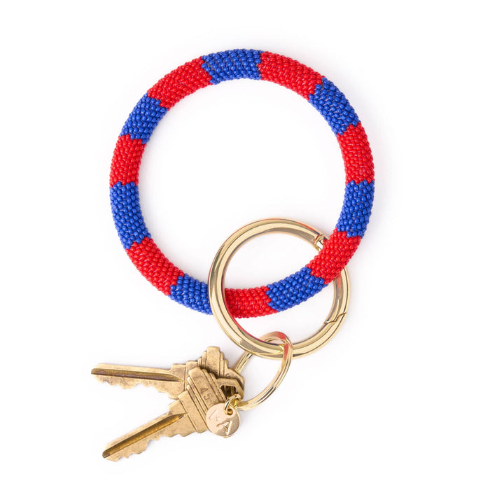 Game Day Beaded Color Block Key Ring Red + Blue Key Ring + Bag Charm