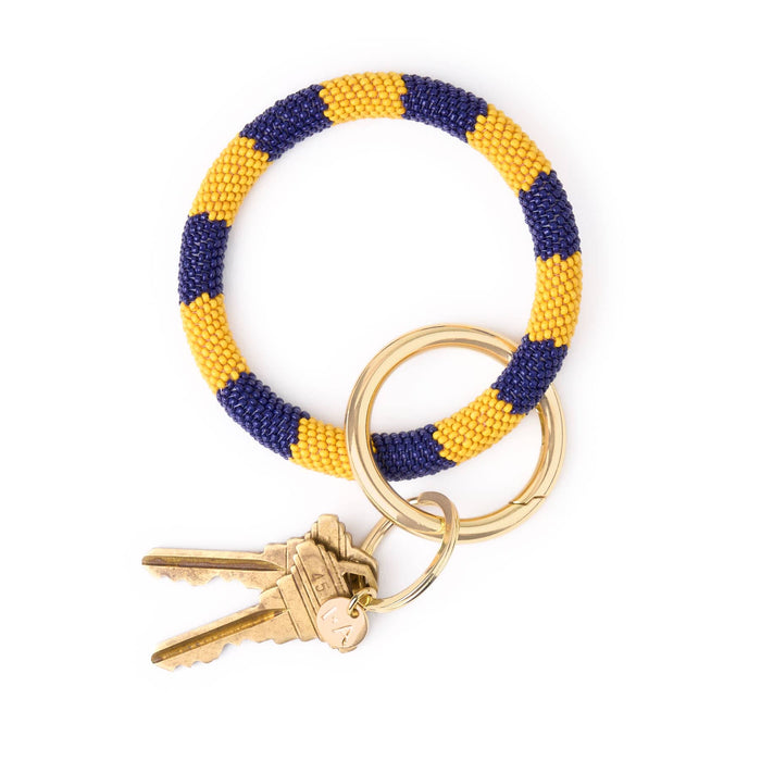 Game Day Beaded Color Block Key Ring Yellow + Navy Key Ring + Bag Charm