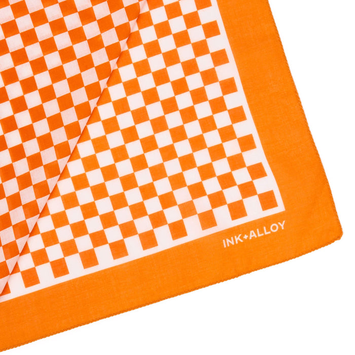 Game Day Check Scarf + Scrunchie Orange + White 21x21 Scarf