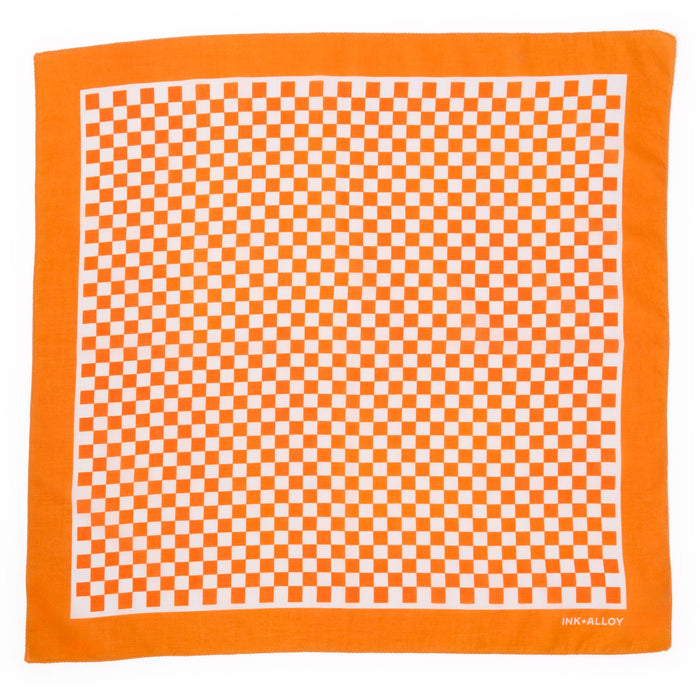 Game Day Check Scarf + Scrunchie Orange + White 21x21 Scarf