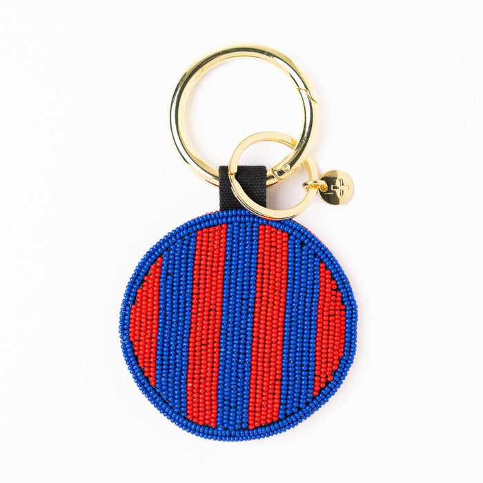 Game Day Football Beaded Bag Charm Blue + Crimson Key Ring + Bag Charm