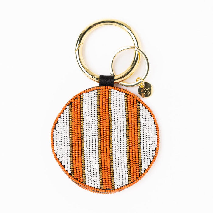 Game Day Football Beaded Bag Charm Burnt Orange Key Ring + Bag Charm