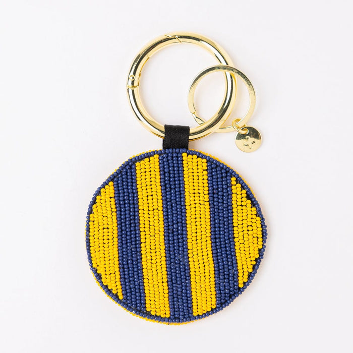 Game Day Football Beaded Bag Charm Yellow + Blue Key Ring + Bag Charm