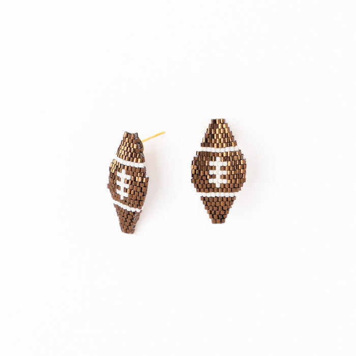 Game Day Luxe Football Earrings Bronze Drop