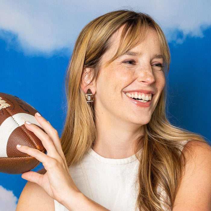 Game Day Luxe Football Earrings Bronze Drop
