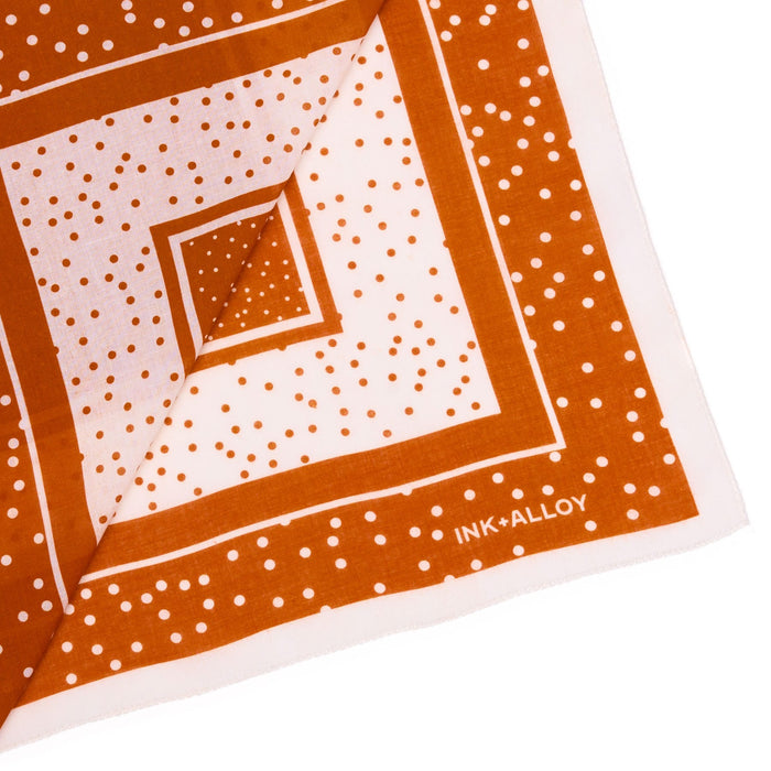 Game Day Polka Dot Scarf + Scrunchie Burnt Orange + White 21x21 Scarf