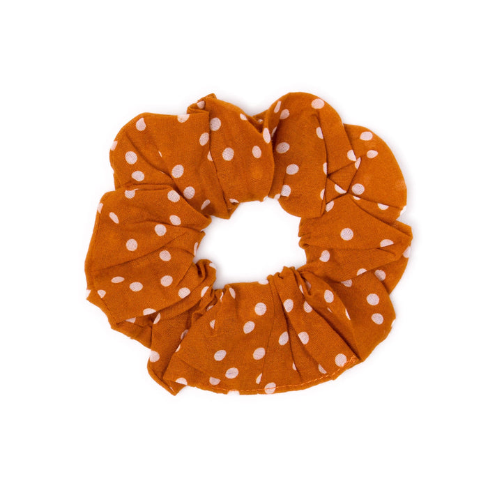 Game Day Polka Dot Scarf + Scrunchie Burnt Orange + White 21x21 Scarf