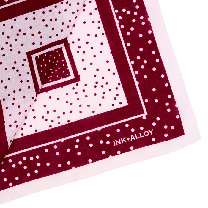 Game Day Polka Dot Scarf + Scrunchie Maroon + White 21x21 Scarf