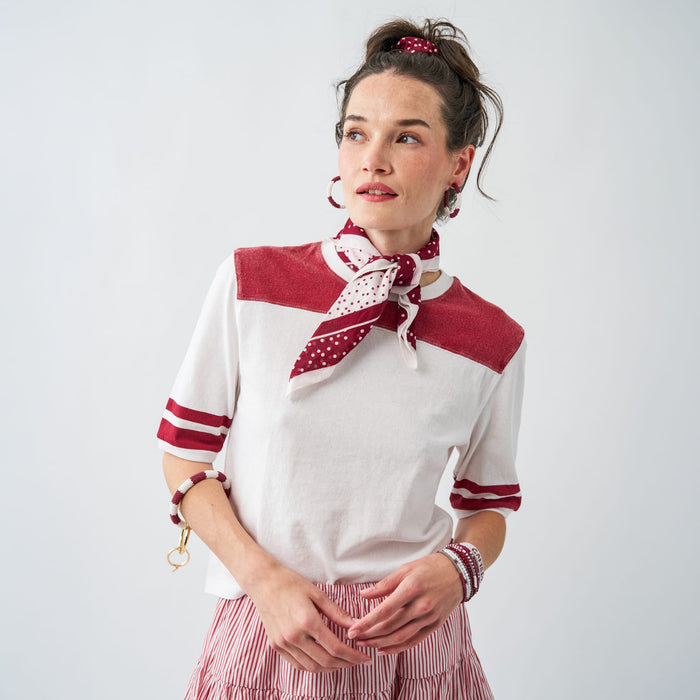 Game Day Polka Dot Scarf + Scrunchie Maroon + White 21x21 Scarf