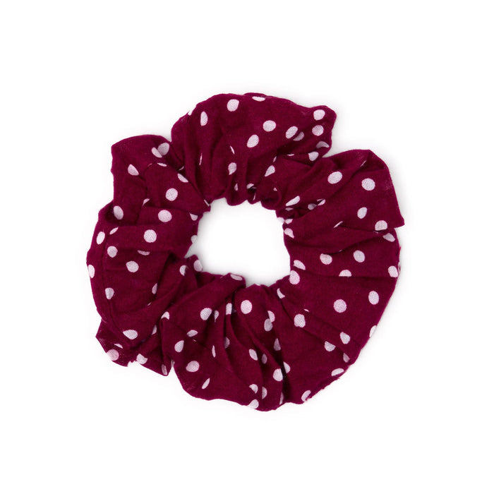 Game Day Polka Dot Scarf + Scrunchie Maroon + White 21x21 Scarf