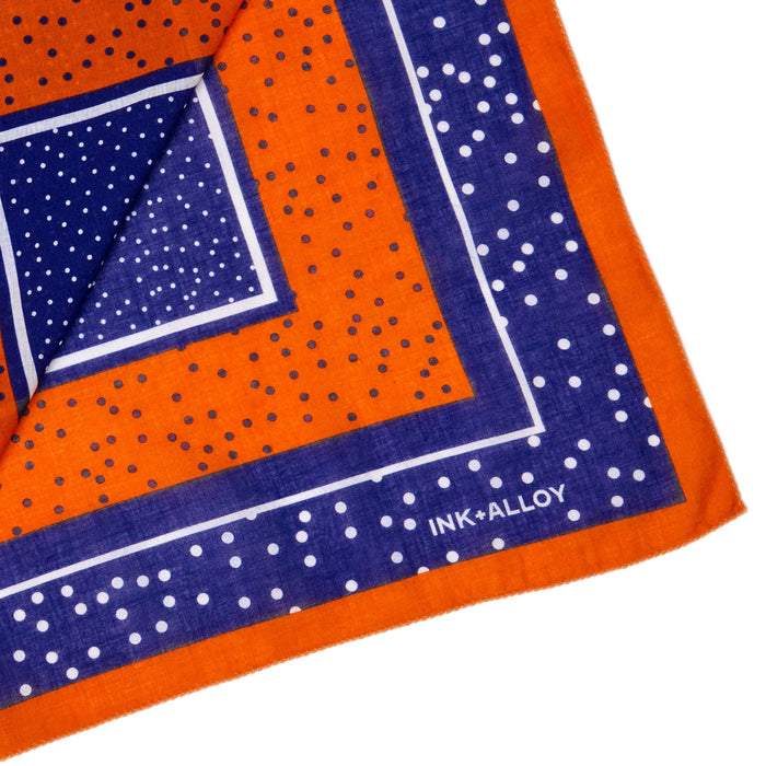 Game Day Polka Dot Scarf + Scrunchie Navy + Orange 21x21 Scarf