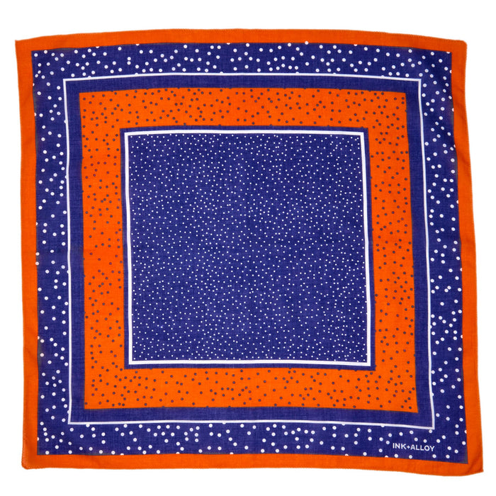 Game Day Polka Dot Scarf + Scrunchie Navy + Orange 21x21 Scarf