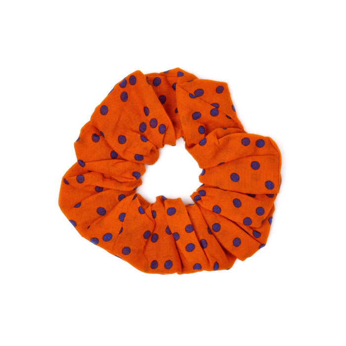 Game Day Polka Dot Scarf + Scrunchie Navy + Orange 21x21 Scarf