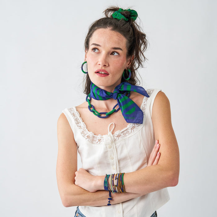 Game Day Sage 10 Strand + Gabby Stack Blue, Green, + Gold Stack