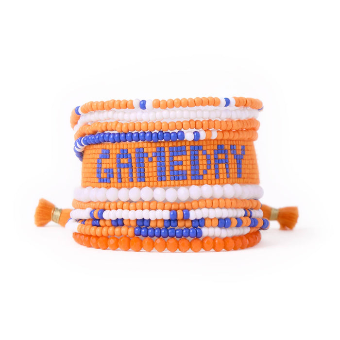Game Day Sage 10 Strand + Gabby Stack Blue, Orange, + White Stack