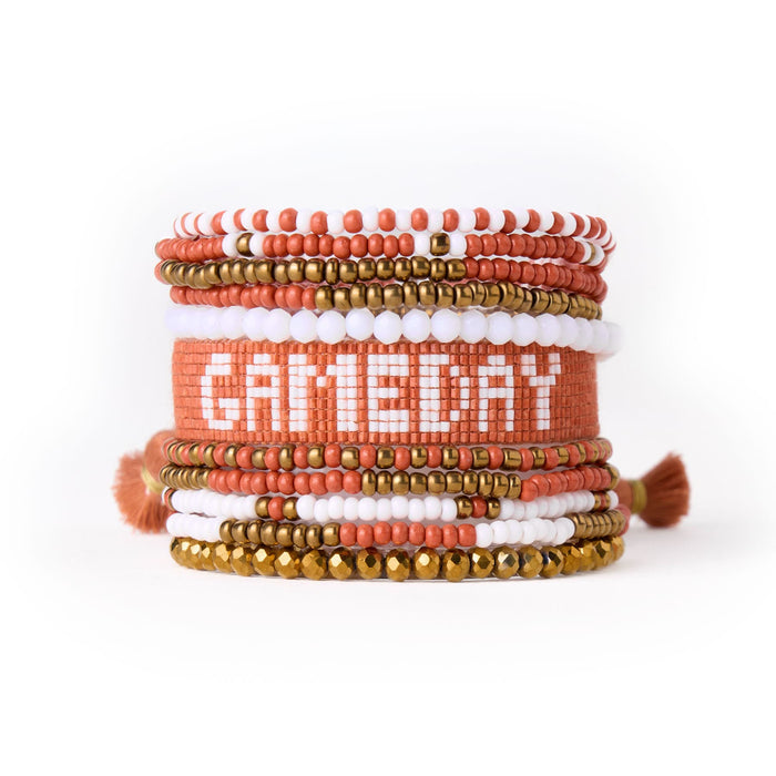 Game Day Sage 10 Strand + Gabby Stack Burnt Orange, Gold, + White Stack