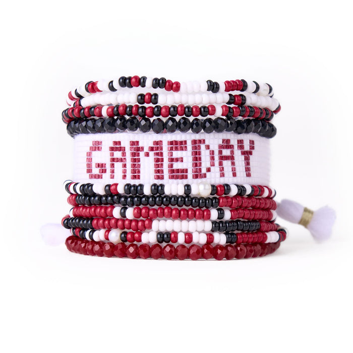 Game Day Sage 10 Strand + Gabby Stack Dark Red, Black, + White Stack