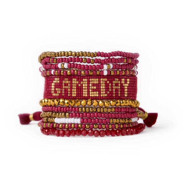 Game Day Sage 10 Strand + Gabby Stack Garnet, Gold, + White Stack
