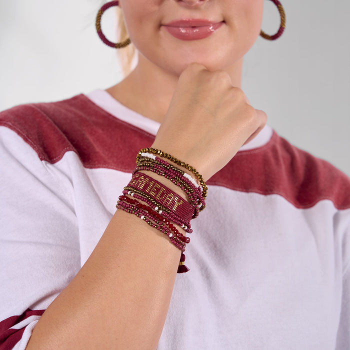 Game Day Sage 10 Strand + Gabby Stack Garnet, Gold, + White Stack