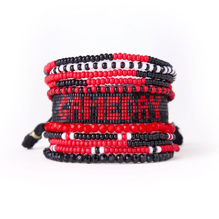 Game Day Sage 10 Strand + Gabby Stack Red, Black, + White Stack