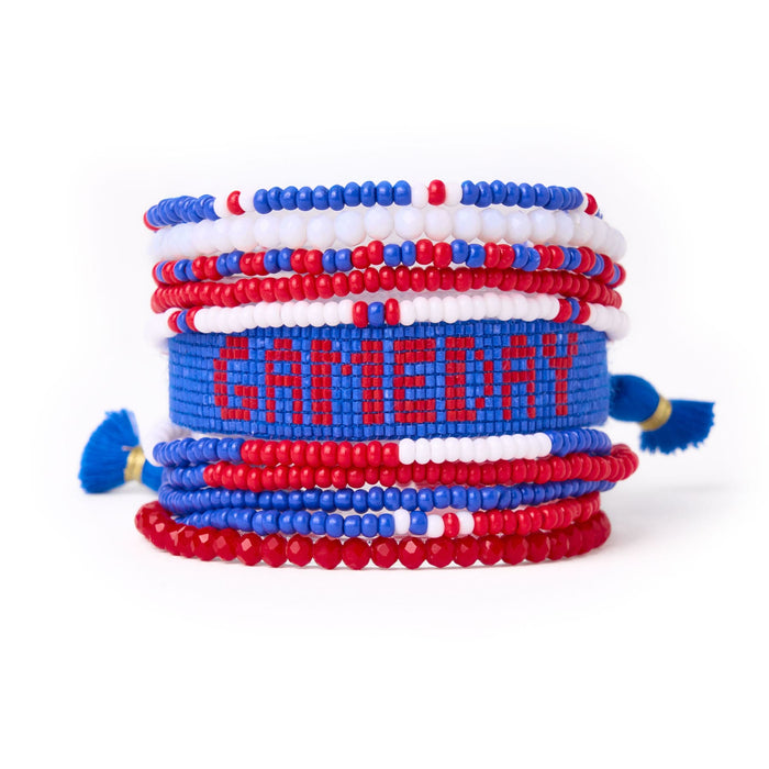Game Day Sage 10 Strand + Gabby Stack Red, Blue, + White Stack