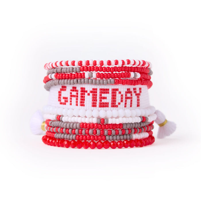 Game Day Sage 10 Strand + Gabby Stack Red, Grey, + White Stack