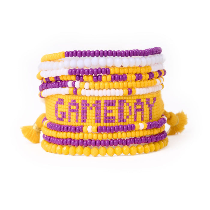 Game Day Sage 10 Strand + Gabby Stack Yellow, Purple, + White Stack