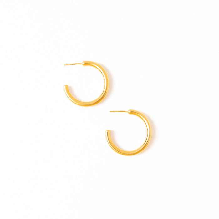 Gemma Everyday Small Chunky Hoop Earrings Brass Brass Hoops
