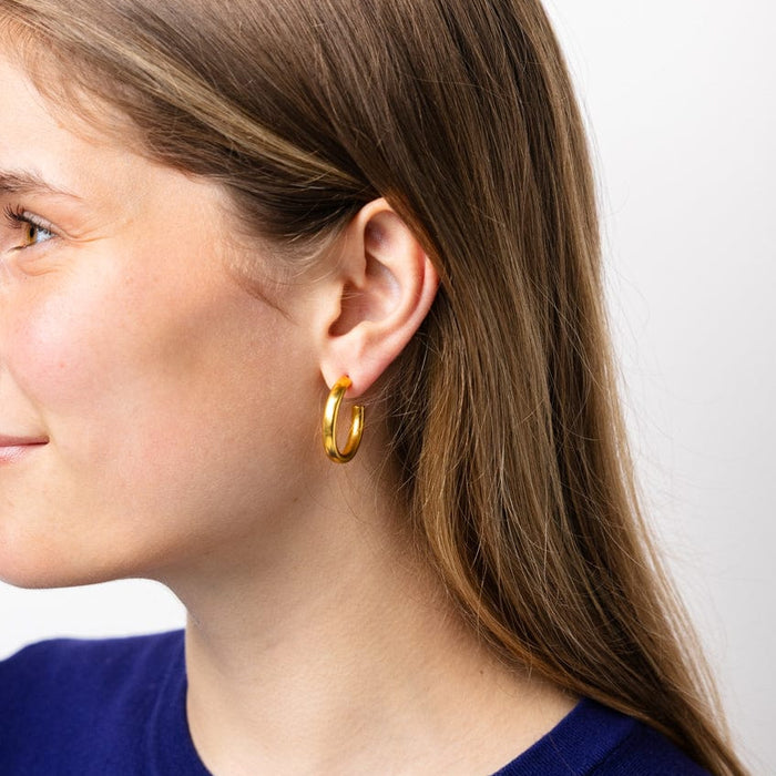 Gemma Everyday Small Chunky Hoop Earrings Brass Brass Hoops