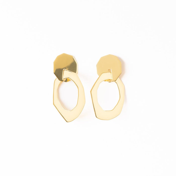 Ginger Large Abstract Door Knocker Earrings Brass Drop