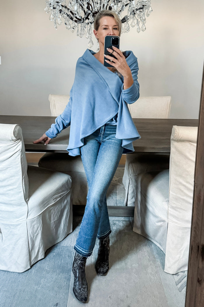 Glacier Fleece Wrap in Denim color from Diane Kroe