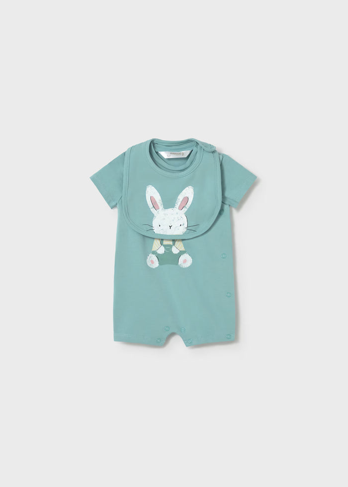 Glass Green Bunny Romper & Bib
