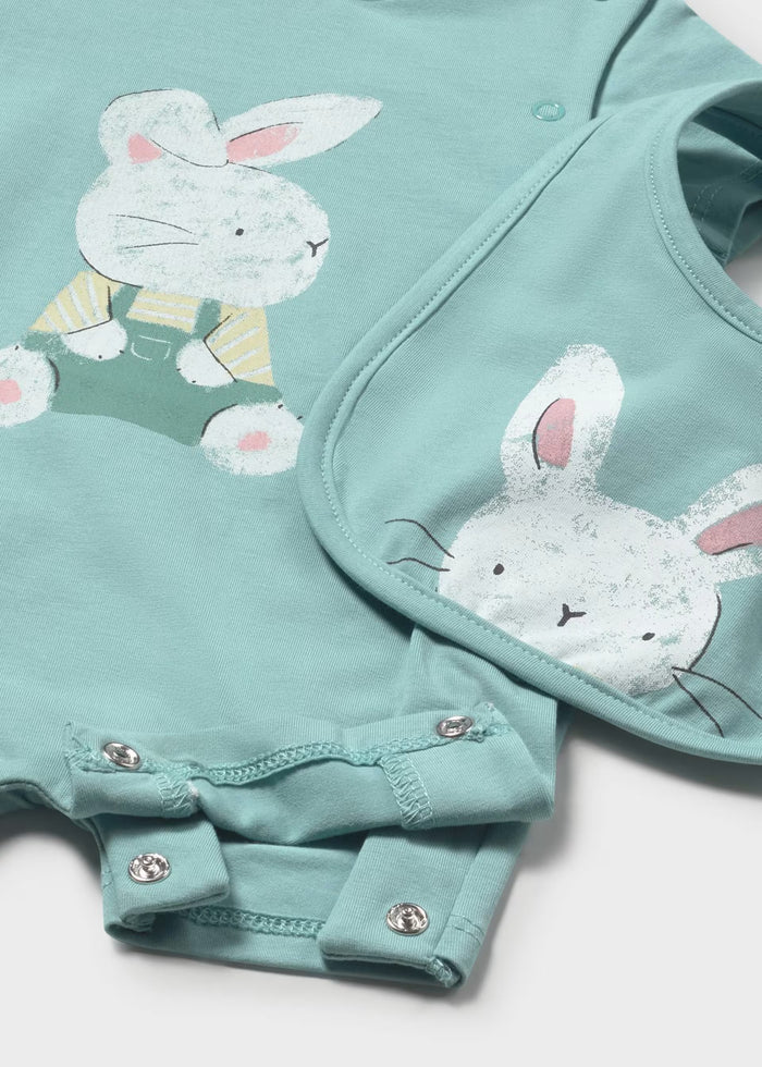 Glass Green Bunny Romper & Bib