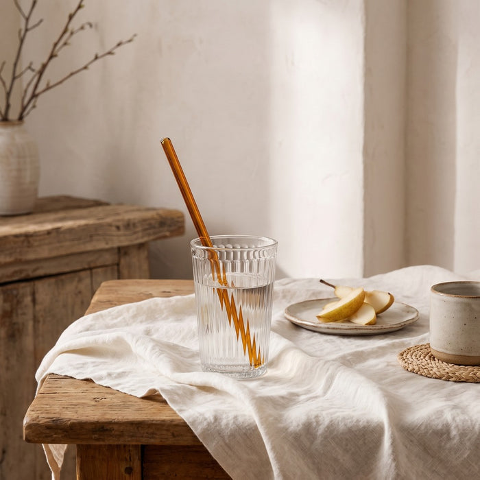 Glass Straw, Amber, Straight, styled at home