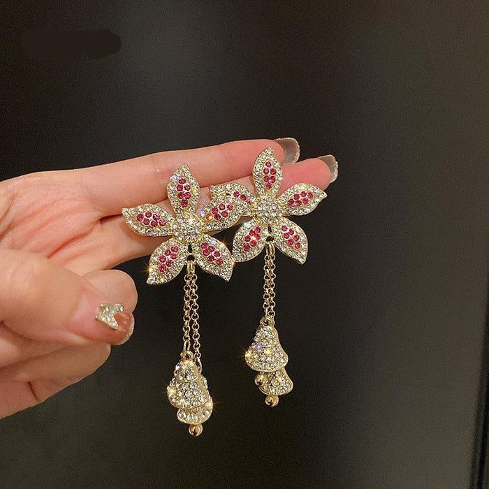 Golden Flower Crystal Earrings - Natna Shop